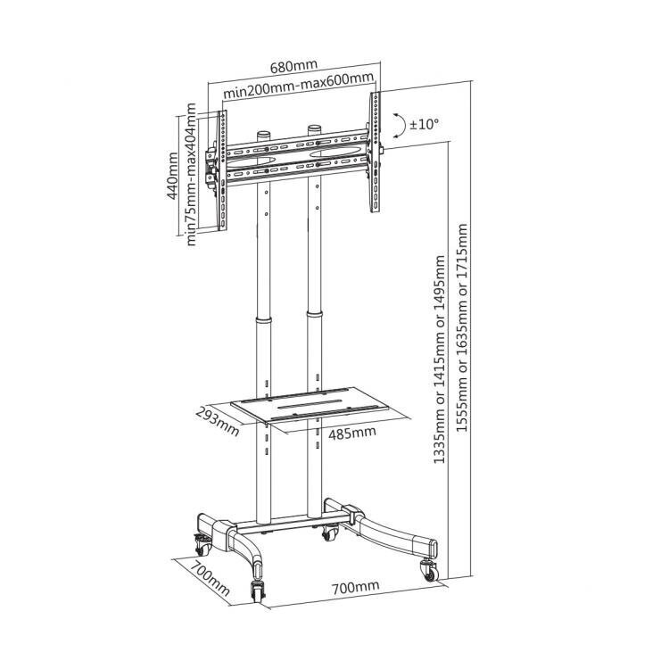 Sbox FS-400, Vesa 200x200-600x400, 37"-70" hind ja info | Teleri seinakinnitused ja hoidjad | hansapost.ee