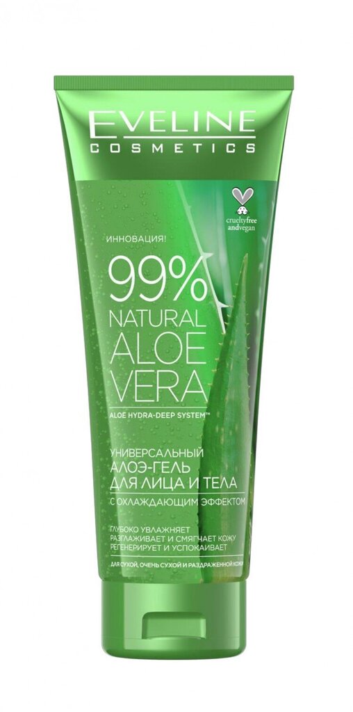 Niisutav näo- ja kehageel Eveline Cosmetics 99% Natural Aloe Vera, 250 ml hind ja info | Kehakreemid, kehaõlid ja losjoonid | hansapost.ee