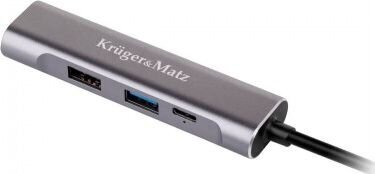 Kruger&Matz (HUB) USB C - HDMI / USB 3.0 / USB 2.0 / C hind ja info | USB adapterid ja jagajad | hansapost.ee