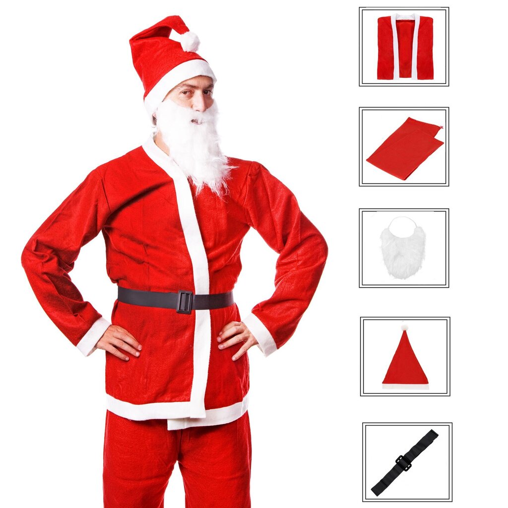 Jõuluvana kostüüm, 5-osaline hind ja info | Kostüümid ja maskid | hansapost.ee