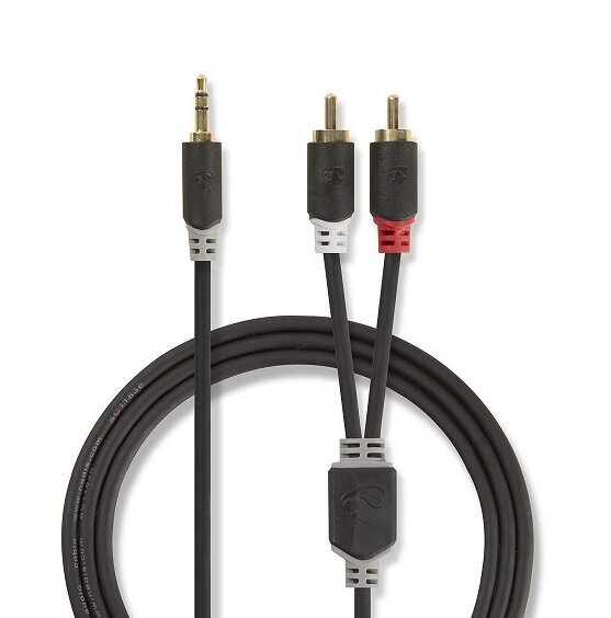 Nedis Aux Audio Cable 3.5 mm -> 2x RCA 3m Black цена и информация | Mobiiltelefonide kaablid | hansapost.ee