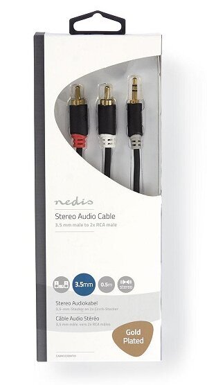 Nedis Aux Audio Cable 3.5 mm -> 2x RCA 3m Black hind ja info | Mobiiltelefonide kaablid | hansapost.ee