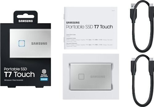 Väline kõvaketas Samsung T7 Touch 1TB USB 3.2 Write speed 1000 MBytes/sec Read speed 1050 MBytes/sec MU-PC1T0S/WW hind ja info | Välised kõvakettad | hansapost.ee