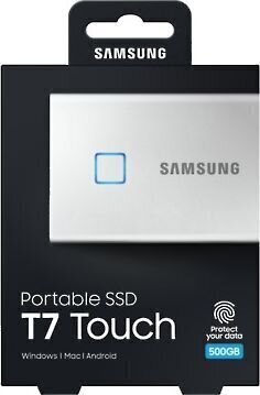 Väline kõvaketas Samsung T7 Touch 1TB USB 3.2 Write speed 1000 MBytes/sec Read speed 1050 MBytes/sec MU-PC1T0S/WW hind ja info | Välised kõvakettad | hansapost.ee