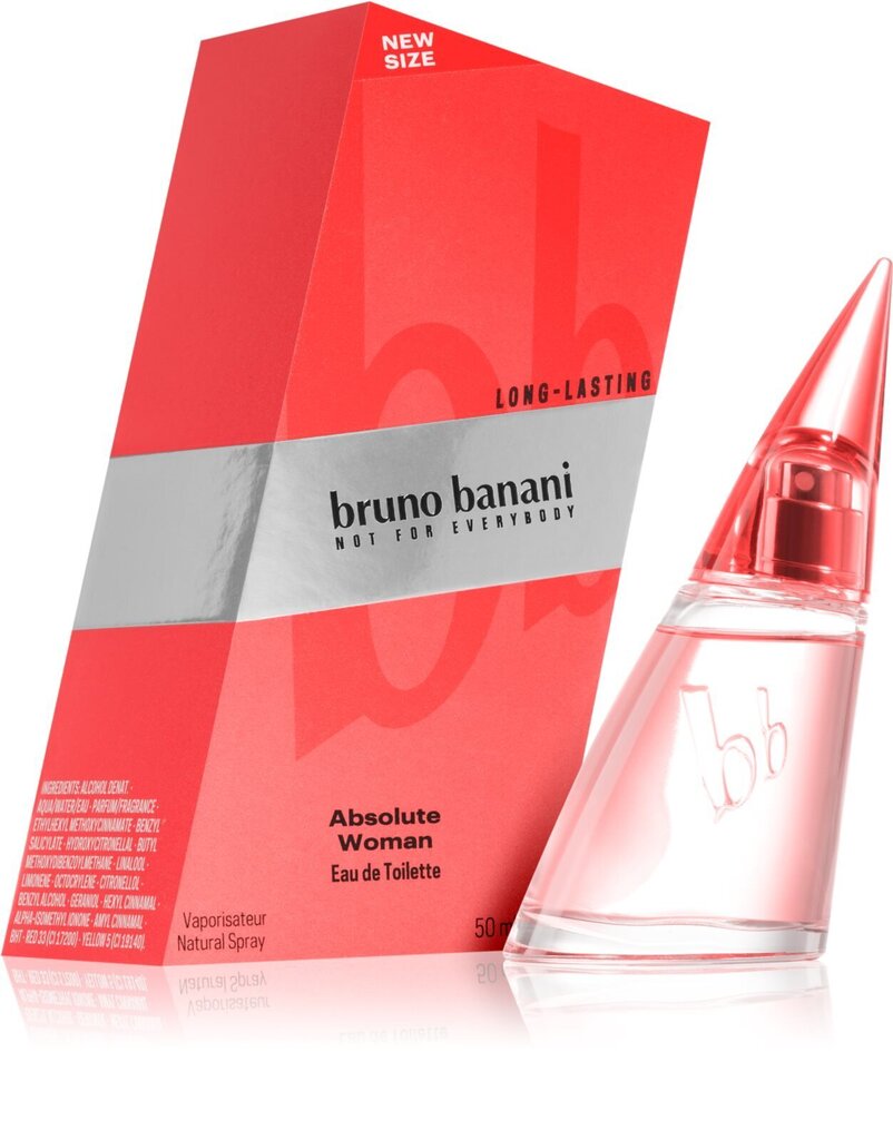 Naiste tualettvesi Bruno Banani Absolute Woman EDT, 50 ml hind ja info | Parfüümid naistele | hansapost.ee