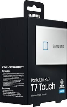 Väline kõvaketas Samsung T7 Touch 500GB USB 3.2 Write speed 1000 MBytes/sec Read speed 1050 MBytes/sec MU-PC500S/WW hind ja info | Välised kõvakettad | hansapost.ee