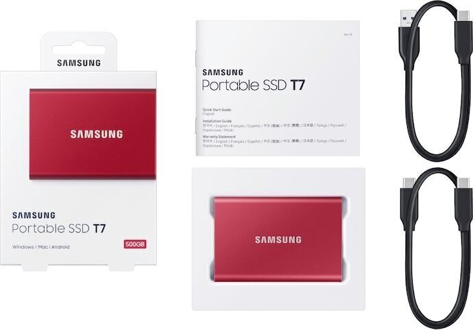 Samsung SSD T7 2TB, Punane (MU-PC2T0R/WW) цена и информация | Välised kõvakettad | hansapost.ee