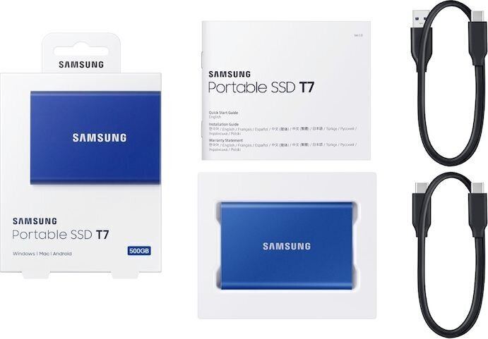 Samsung SSD T7 1TB, Sinine (MU-PC1T0H/WW) hind ja info | Välised kõvakettad | hansapost.ee