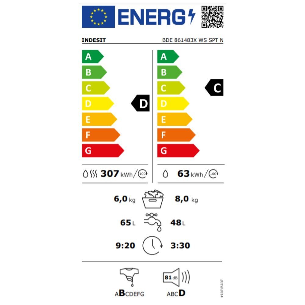 Indesit BDE861483XWSPTN hind ja info | Pesumasinad | hansapost.ee