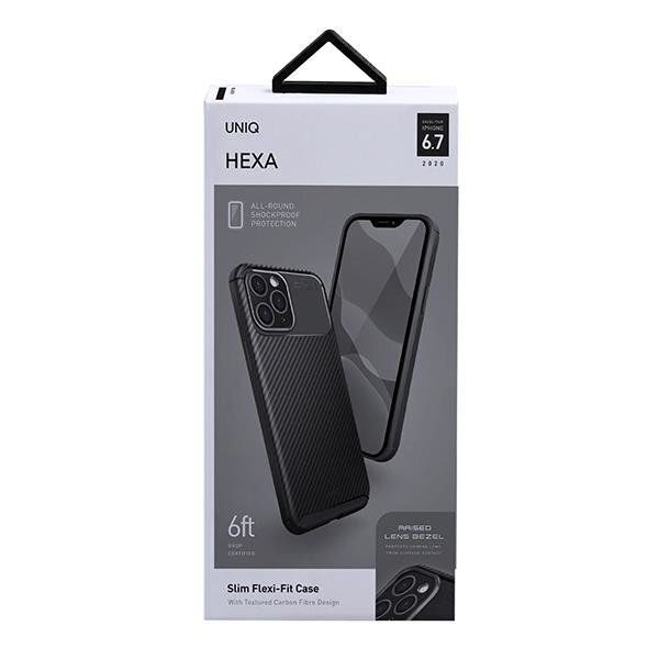 Telefoniümbris Uniq case Hexa iPhone 12 Pro Max 6.7 black / midnight black hind ja info | Telefonide kaitsekaaned ja -ümbrised | hansapost.ee