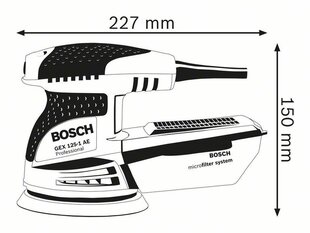Эксцентриковая шлифовальная машинка Bosch GEX 125-1, без аккумулятора и зарядного устройства цена и информация | Шлифовальные машины | hansapost.ee