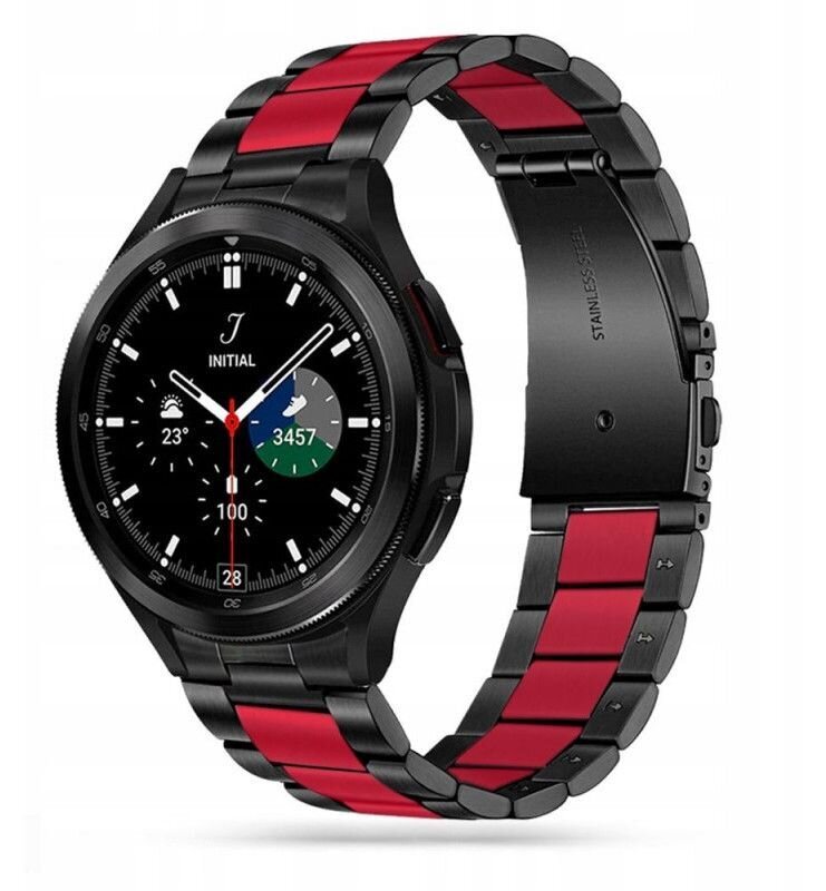 Kellarihm Tech-Protect Stainless Samsung Galaxy Watch4 40/42/44/46 mm, must/punane цена и информация | Nutikellade aksessuaarid ja tarvikud | hansapost.ee