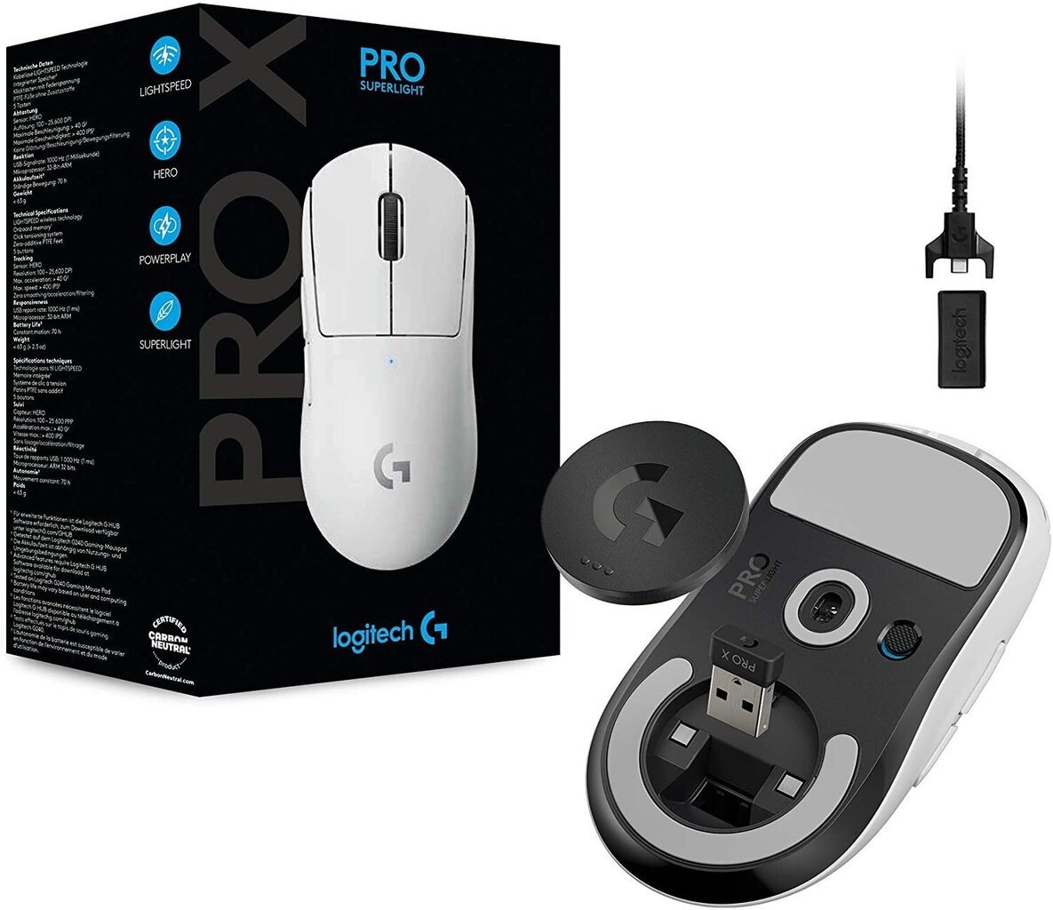 Logitech G Pro X SuperLight White (valge) hind ja info | Arvutihiired | hansapost.ee