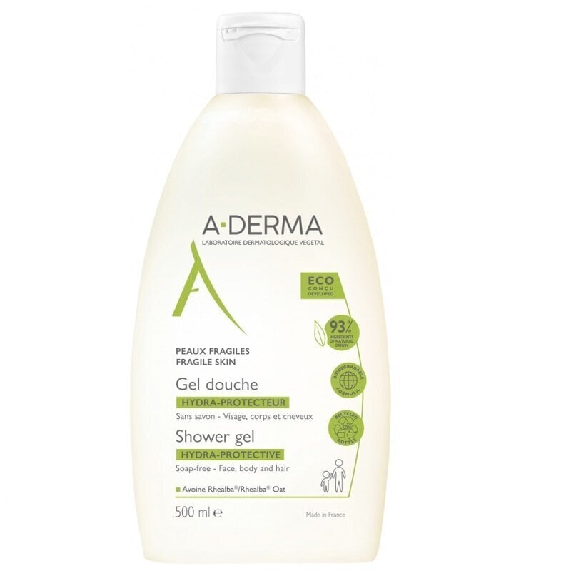 Niisutav kerge dušigeel A-Derma Hydra-Protective Shower Gel, 500ml цена и информация | Dušigeelid, õlid | hansapost.ee