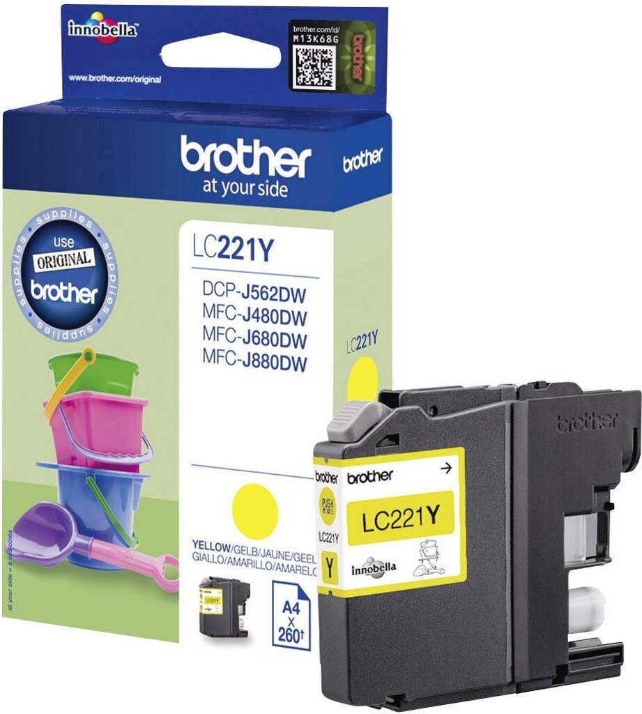BROTHER LC221Y ink yellow 260 pages hind ja info | Tindiprinteri kassetid | hansapost.ee