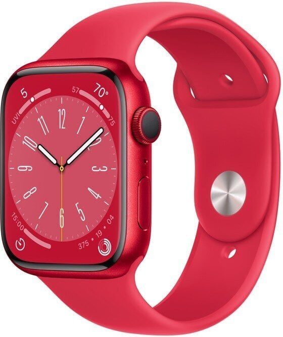 Apple Watch Series 8 GPS 45mm (PRODUCT)RED Aluminium Case ,(PRODUCT)RED Sport Band - MNP43EL/A LV-EE hind ja info | Nutikellad, laste nutikellad | hansapost.ee