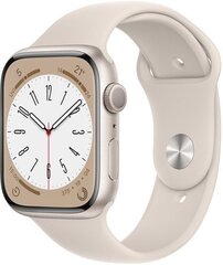 Apple Watch Series 8 GPS 45mm Starlight Aluminium Case ,Starlight Sport Band - MNP23EL/A LV-EE hind ja info | Nutikellad, laste nutikellad | hansapost.ee