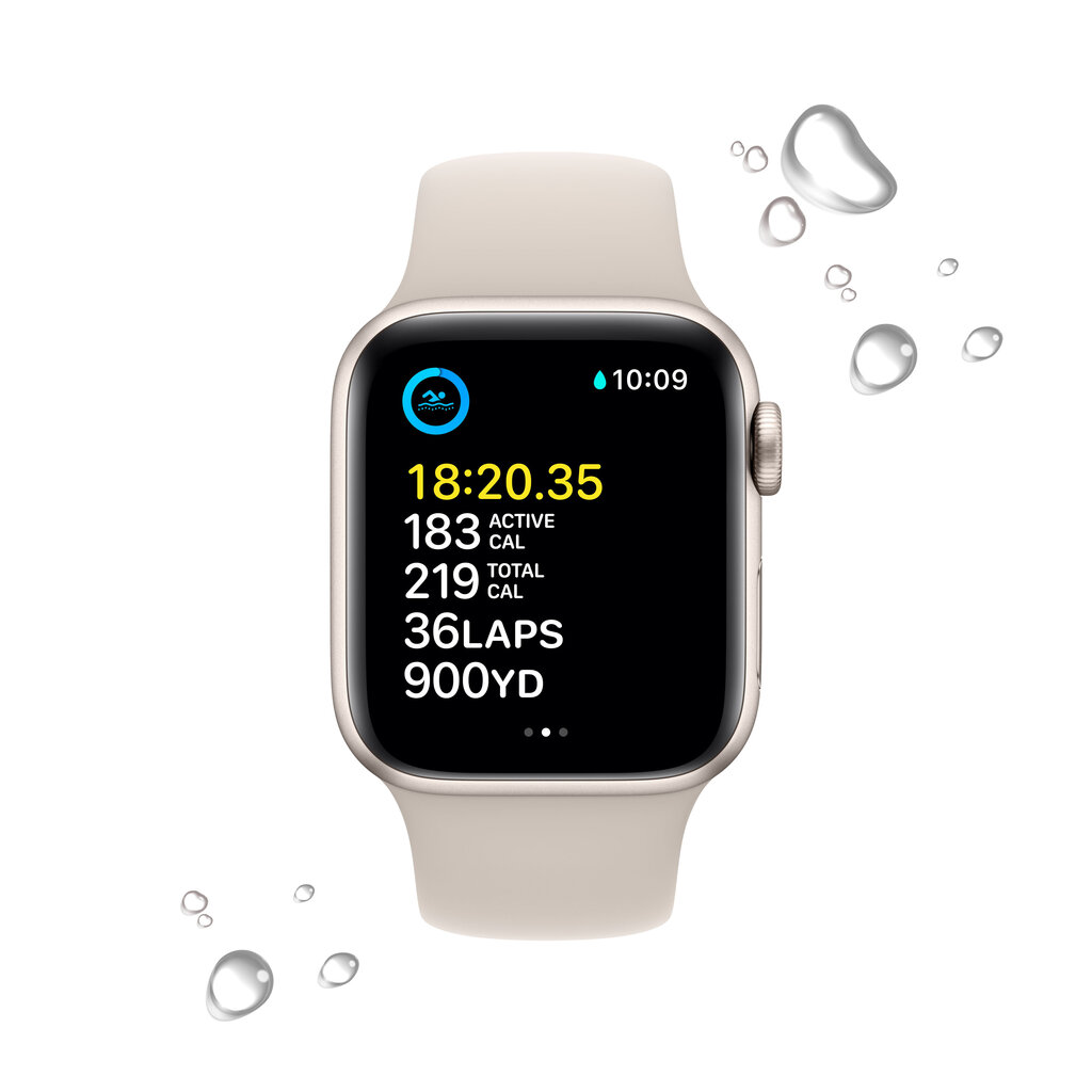 Apple Watch SE GPS + Cellular 44mm Starlight Aluminium Case with Starlight Sport Band - Regular 2nd Gen - MNPT3EL/A цена и информация | Nutikellad, laste nutikellad | hansapost.ee