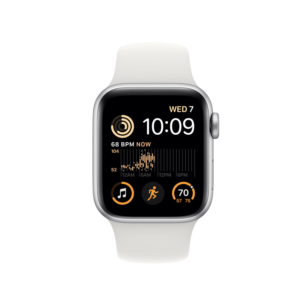 Apple Watch SE GPS 44mm Silver Aluminium Case with White Sport Band - Regular 2nd Gen - MNK23EL/A цена и информация | Nutikellad, laste nutikellad | hansapost.ee