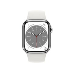 Apple Watch Series 8 GPS + Cellular 41mm Silver Stainless Steel Case ,White Sport Band - MNJ53EL/A LV-EE hind ja info | Nutikellad, laste nutikellad | hansapost.ee