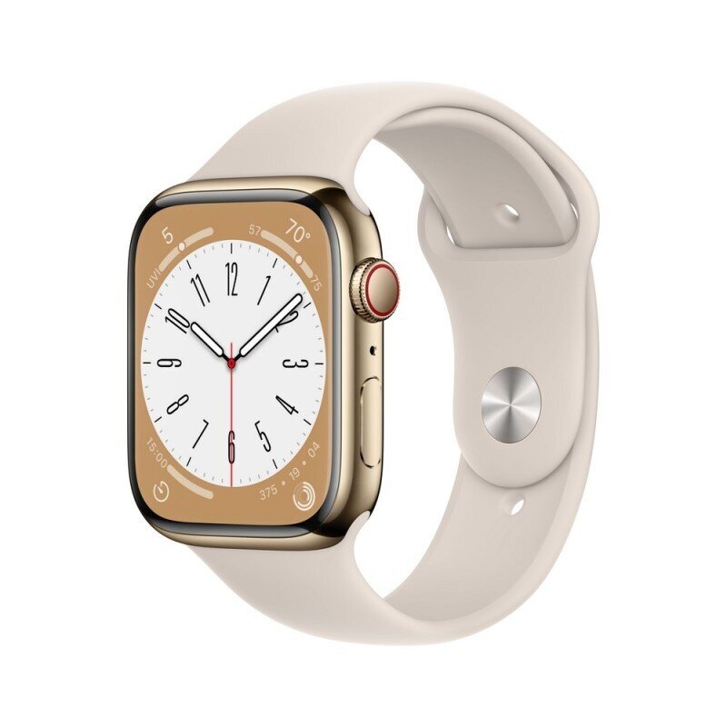 Apple Watch Series 8 GPS + Cellular 41mm Gold Stainless Steel Case ,Starlight Sport Band - MNJC3EL/A LV-EE цена и информация | Nutikellad, laste nutikellad | hansapost.ee