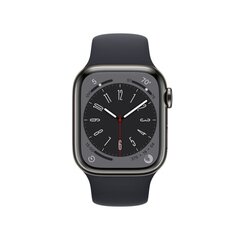 Apple Watch Series 8 GPS + Cellular 41мм Graphite Stainless Steel Case ,Midnight Sport Band - MNJJ3EL/A LV-EE цена и информация | Смарт-часы (smartwatch) | hansapost.ee