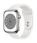 Apple Watch Series 8 GPS + Cellular 45mm Silver Stainless Steel Case ,White Sport Band - MNKE3EL/A LV-EE цена и информация | Nutikellad, laste nutikellad | hansapost.ee