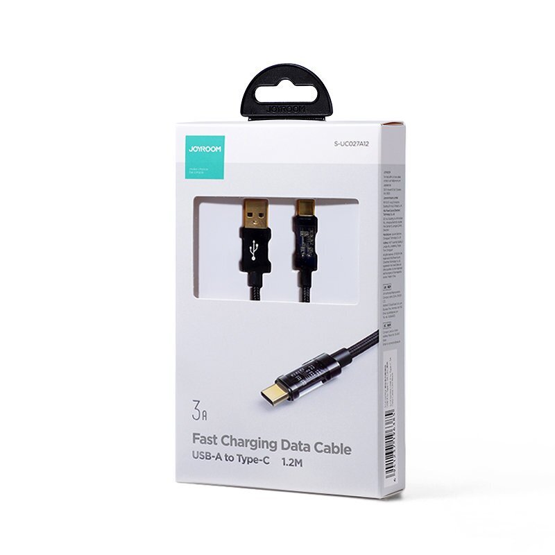 Kaabel Joyroom USB cable - USB Type C for charging / data transmission 3A, 1.2 m, black (S-UC027A12) цена и информация | Mobiiltelefonide kaablid | hansapost.ee