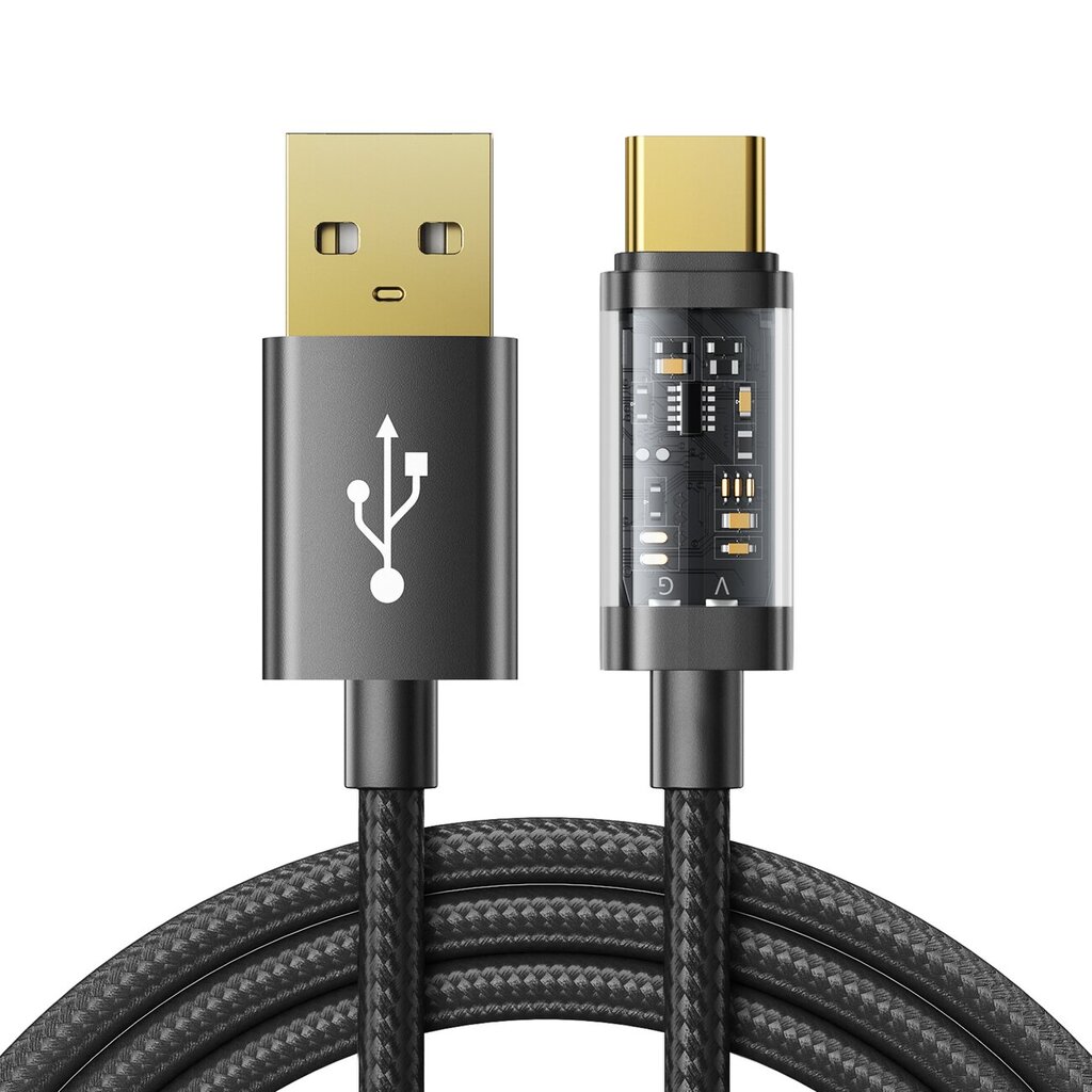 Kaabel Joyroom USB cable - USB Type C for charging / data transmission 3A, 1.2 m, black (S-UC027A12) цена и информация | Mobiiltelefonide kaablid | hansapost.ee