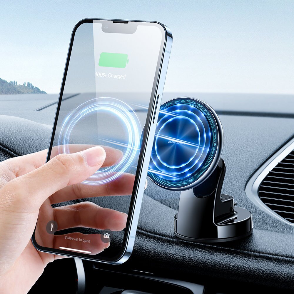 Telefonihoidja autosse Joyroom Car Magnetic Holder Qi Wireless Induction Charger 15W (MagSafe for iPhone Compatible) for Dashboard Silver (JR-ZS290) hind ja info | Telefonihoidjad | hansapost.ee