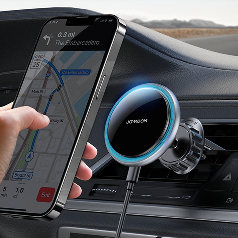 Telefonihoidja autosse Joyroom Car Holder Qi Wireless Induction Charger 15W (MagSafe Compatible for iPhone) Air Vent Silver (JR-ZS290) цена и информация | Telefonihoidjad | hansapost.ee