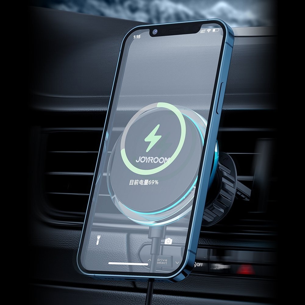 Telefonihoidik autosse Joyroom Car Holder Qi Wireless Induction Charger 15W (MagSafe for iPhone Compatible) for Ventilation Grille Silver (JR-ZS291) цена и информация | Telefonihoidjad | hansapost.ee