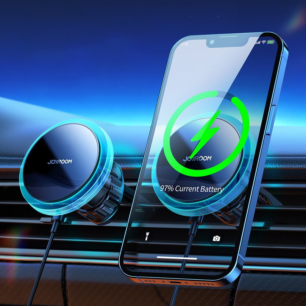 Telefonihoidik autosse Joyroom Car Holder Qi Wireless Induction Charger 15W (MagSafe for iPhone Compatible) for Ventilation Grille Silver (JR-ZS291) цена и информация | Telefonihoidjad | hansapost.ee