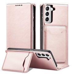 Telefoni kaaned Magnet Card Case for Samsung Galaxy S22 + (S22 Plus) Pouch Wallet Card Holder (Pink) hind ja info | Telefonide kaitsekaaned ja -ümbrised | hansapost.ee