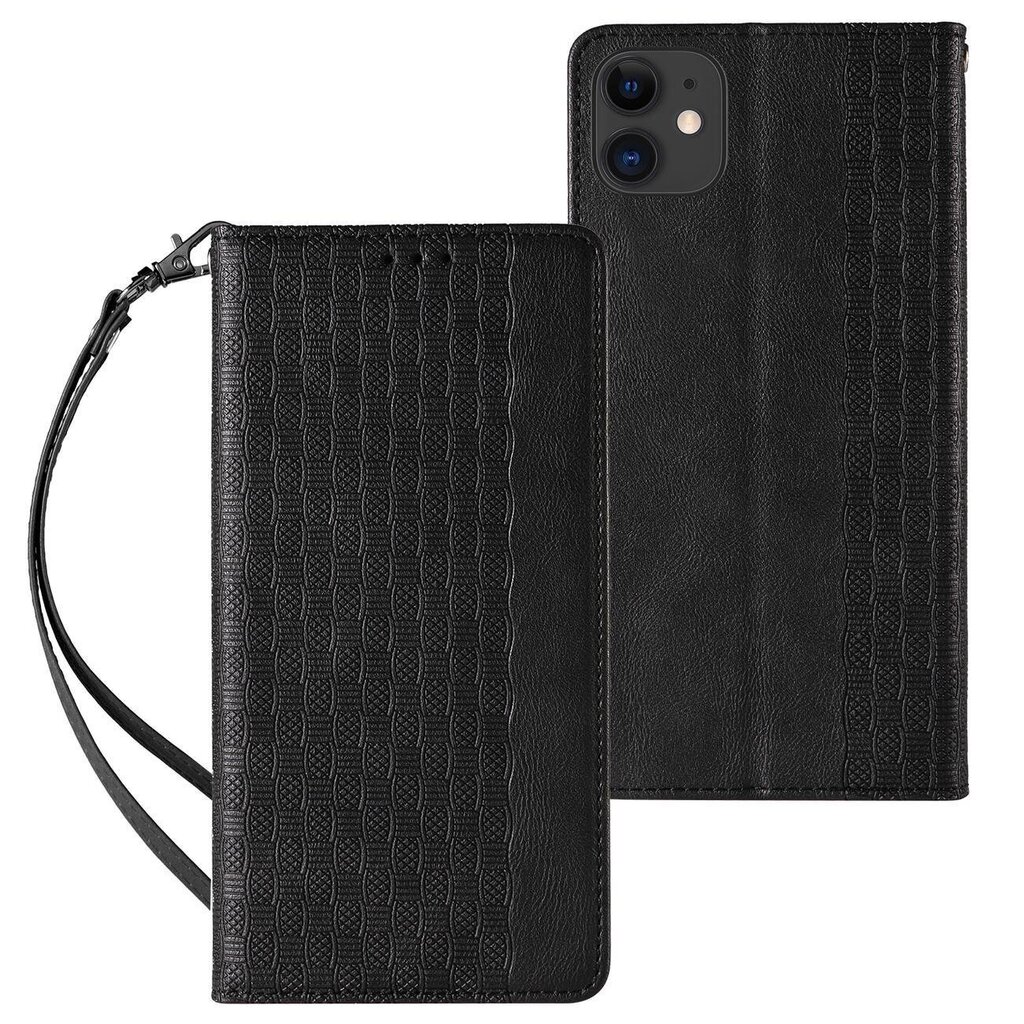 Telefoni kaaned Magnet Strap Case for iPhone 13 mini cover wallet + mini lanyard pendant (Black) цена и информация | Telefonide kaitsekaaned ja -ümbrised | hansapost.ee
