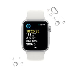 Apple Watch SE GPS + Cellular 44mm Silver Aluminium Case with White Sport Band - Regular 2nd Gen - MNQ23EL/A hind ja info | Apple Nutikellad ja nutivõrud | hansapost.ee