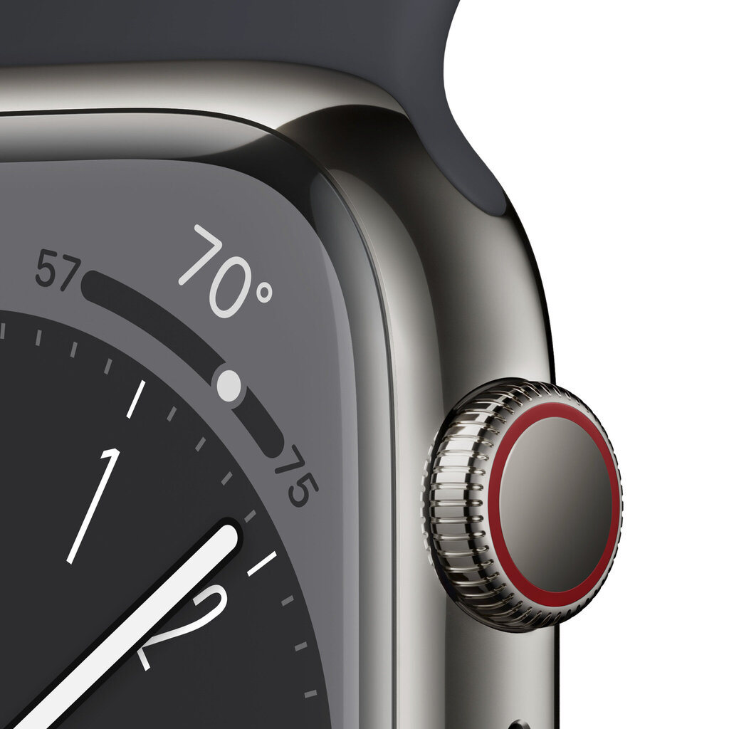Apple Watch Series 8 GPS + Cellular 45mm Graphite Stainless Steel Case ,Midnight Sport Band - MNKU3EL/A LV-EE цена и информация | Nutikellad, laste nutikellad | hansapost.ee