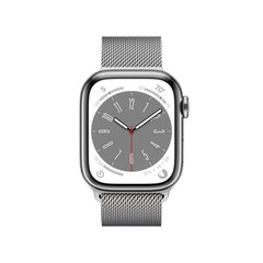 Apple Watch Series 8 GPS + Cellular 45mm Silver Stainless Steel Case ,Silver Milanese Loop MNKJ3EL/A LV-EE hind ja info | Nutikellad, laste nutikellad | hansapost.ee