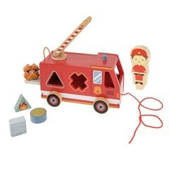 Деревянная пожарная машина с блоками и веревкой Smiki цена и информация | Игрушки для малышей | hansapost.ee