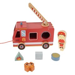 Деревянная пожарная машина с блоками и веревкой Smiki цена и информация | Smiki Товары для детей и младенцев | hansapost.ee