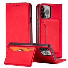 Telefoni kaaned Magnet Card Case for iPhone 13 mini cover card wallet card stand (Red) hind ja info | Telefonide kaitsekaaned ja -ümbrised | hansapost.ee