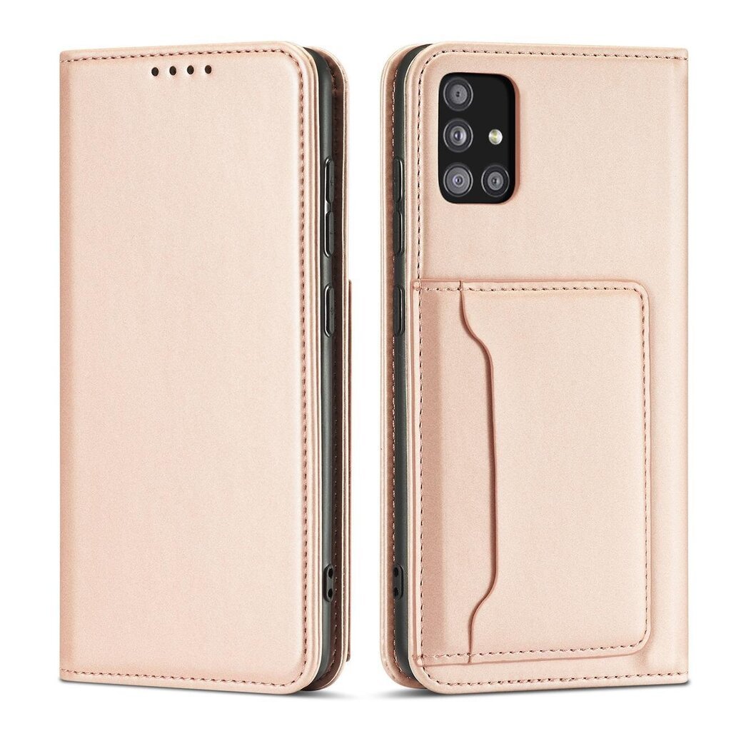 Telefoni kaaned Magnet Card Case Case for Samsung Galaxy A52 5G Pouch Wallet Card Holder (Pink) hind ja info | Telefonide kaitsekaaned ja -ümbrised | hansapost.ee