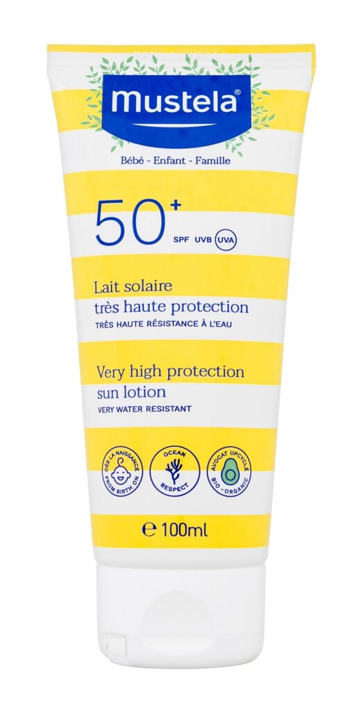 Päikesekaitsekreem Mustela Very High Protection sun Lotion SPF50+, 100 ml цена и информация | Päikesekaitse ja päevitusjärgsed kreemid | hansapost.ee