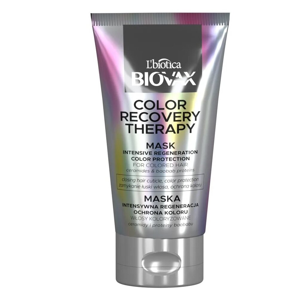 Intensiivselt taastav juuksemask värvikaitsega Biovax Color Recovery Therapy Mask Intensive Regeneration Color Protection, 150ml hind ja info | Juuksemaskid, õlid ja seerumid | hansapost.ee