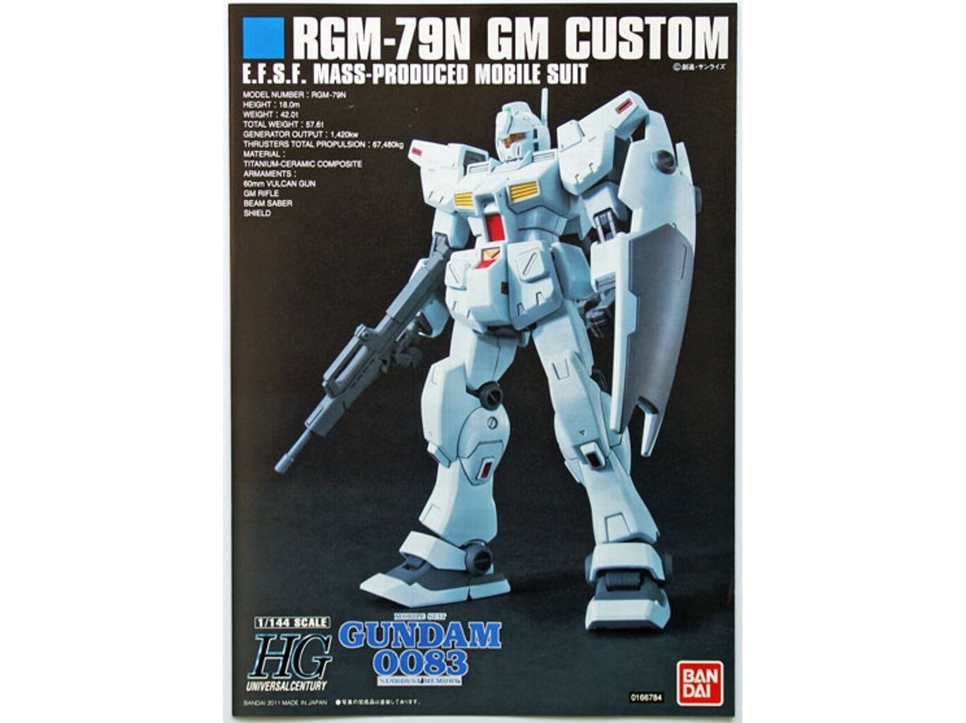 Bandai - HGUC RGM-79N GM Custom, 1/144, 57400 цена и информация | Klotsid ja konstruktorid | hansapost.ee