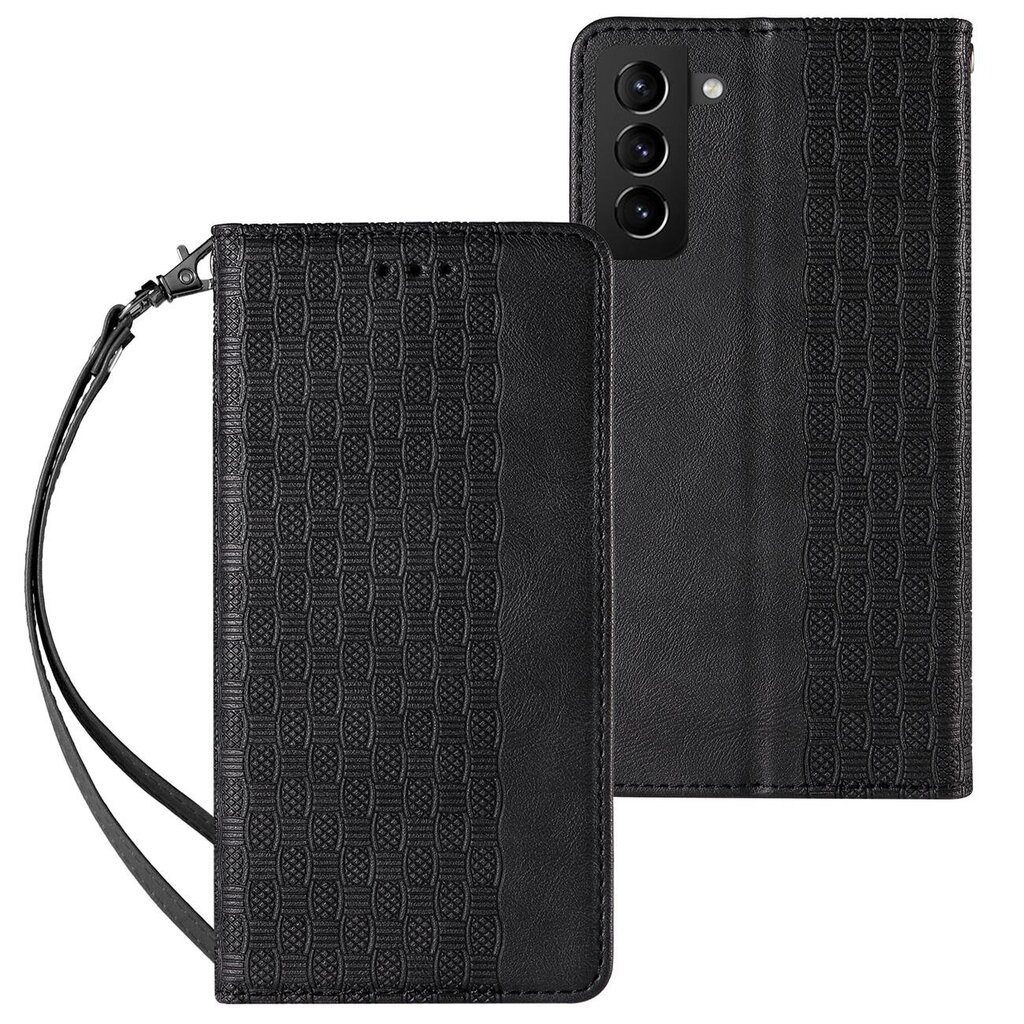 Telefoni kaaned Magnet Strap Case Case for Samsung Galaxy S22 Ultra Pouch Wallet + Mini Lanyard Pendant (Black) hind ja info | Telefonide kaitsekaaned ja -ümbrised | hansapost.ee