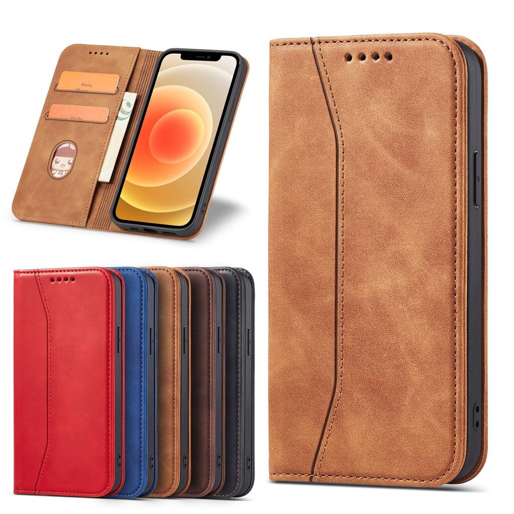 Telefoni kaaned Magnet Fancy Case Case for iPhone 12 Pro Pouch Card Wallet Card Stand (Brown) hind ja info | Telefonide kaitsekaaned ja -ümbrised | hansapost.ee