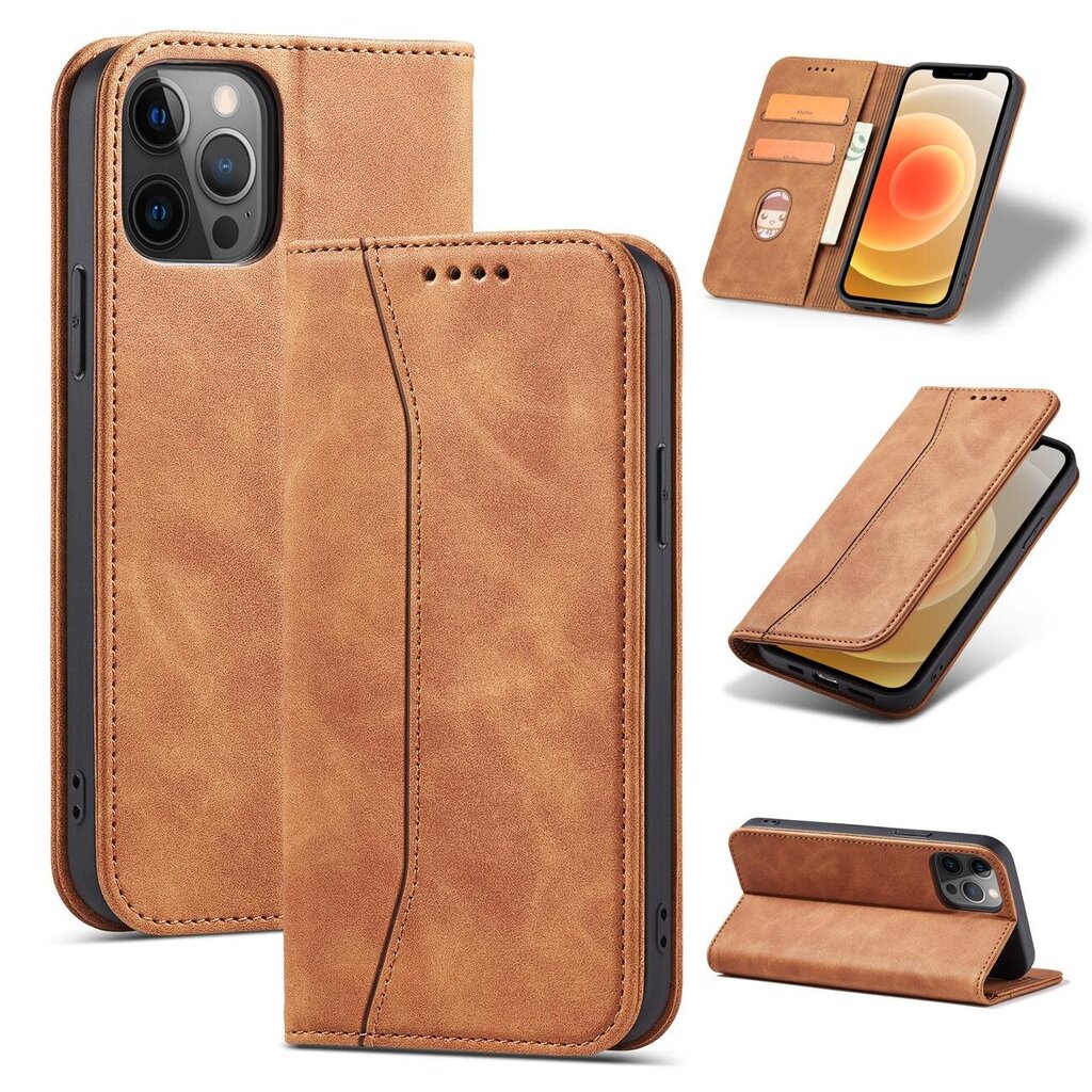 Telefoni kaaned Magnet Fancy Case Case for iPhone 12 Pro Max Pouch Wallet Card Holder (Brown) hind ja info | Telefonide kaitsekaaned ja -ümbrised | hansapost.ee