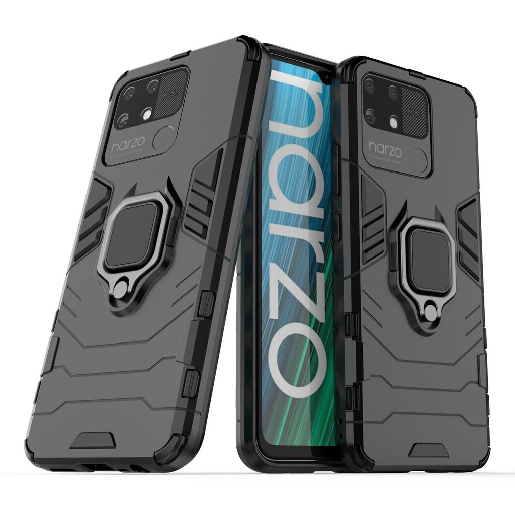 Telefoniümbris Ring Armor tough hybrid case cover + magnetic holder Realme Narzo 50A black цена и информация | Telefonide kaitsekaaned ja -ümbrised | hansapost.ee