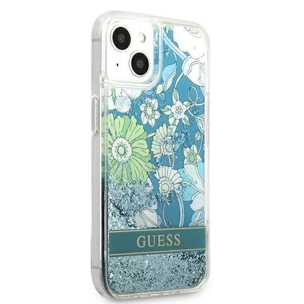 Telefoniümbris Guess GUHCP13MLFLSN iPhone 13 6.1 / green hardcase Flower Liquid Glitter (Green) hind ja info | Telefonide kaitsekaaned ja -ümbrised | hansapost.ee